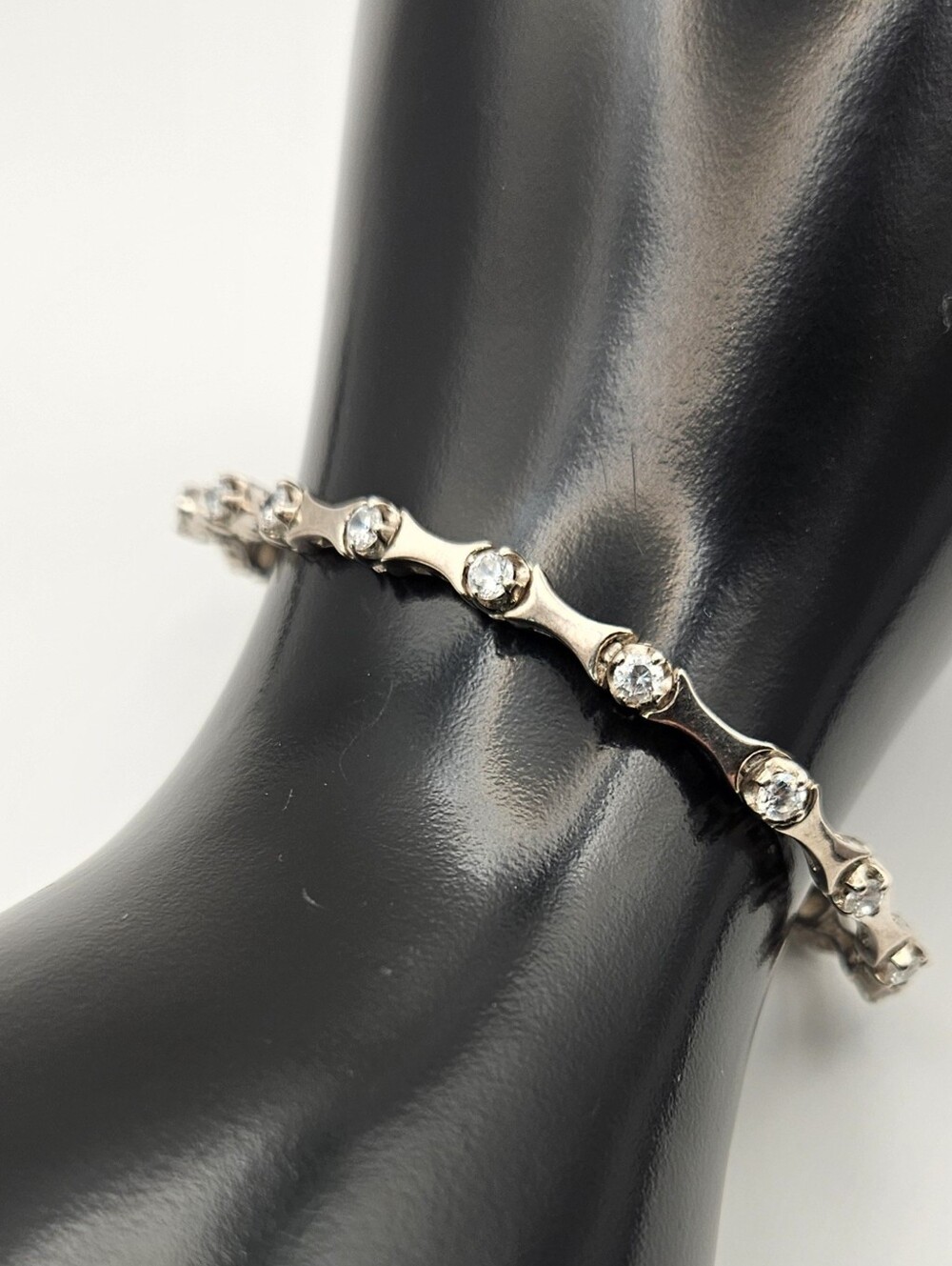 925 Sterling Silver Cubic Zirconia CZ Bar Link Tennis Bracelet